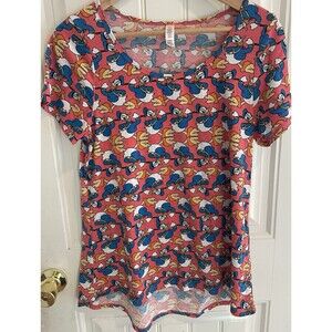 Lula Roe Donald Duck Disney Peach Shirt Women's Size M High/Low
